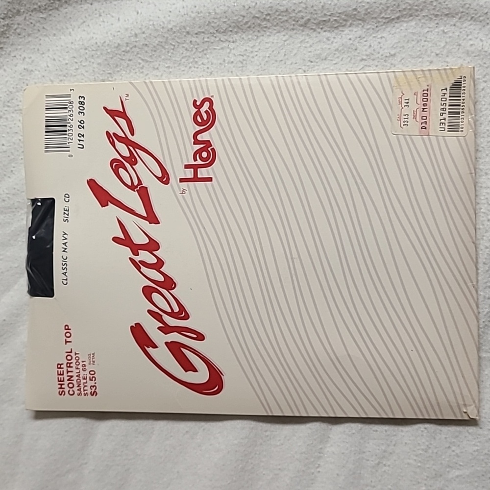 90s Vintage Great Legs by Hanes Classic Navy Sheer Control Top Pantyhose Tights